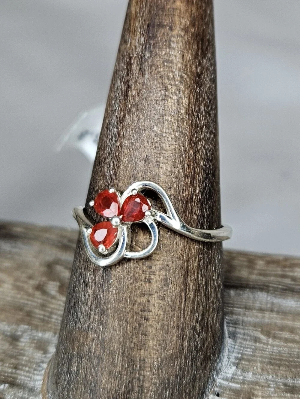 Natural Mexican Fire Opal Ring 925 Sterling Silver Flower Clover Size 8 NWT